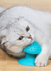 セルフグルーミングブラシ グルーミングブラシ 猫用品 猫 ペット用お手入れ用品 お手入れ グルーミング用品 ブラシ ペット 吸盤付き 猫用マッサージブラシ ブルー グレー スクラッチャー
