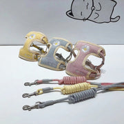 ハーネス リード セット ペット用品 犬 猫 刺繍 デイジー メッシュ 通気性 胴輪 ベスト 胸あて 牽引ロープ 散歩紐 リーシュ