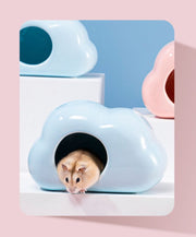 セラミックハウス 小動物用品 ハムスター用 ペットグッズ 雲型 くも コンパクト ひんやり クール 冷却 夏 暑さ対策 寝床 隠れ家 単色 シンプル おしゃれ かわいい ピンク ブルー