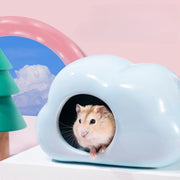 セラミックハウス 小動物用品 ハムスター用 ペットグッズ 雲型 くも コンパクト ひんやり クール 冷却 夏 暑さ対策 寝床 隠れ家 単色 シンプル おしゃれ かわいい ピンク ブルー