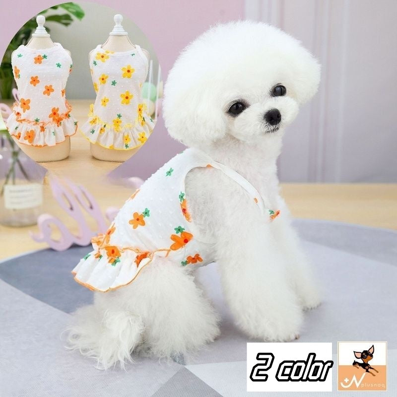ドッグウェア ワンピース 犬服 洋服 ペットウェア ペット用品 犬用 猫用 小型犬 可愛い 花 フラワー キャミソール 袖なし フリル ガーリー おしゃれ ペットグッズ いぬ イヌ 夏