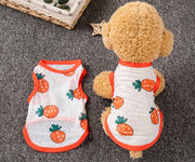 ペット用タンクトップ ペット服 ペットウェア 犬服 ドッグウェア イヌ 小型犬 中型犬 猫 ネコ 小動物 ペットグッズ ペット用品 ノースリーブ 丸首 ラウンドネック プルオーバー 薄手 総柄 フルーツ 果物 動物 アニマル ウサギ スイカ アボカド ブルー ピンク オレンジ かわいい キュート ポップ カジュアル おしゃれ 夏
