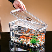 ミニ水槽 金魚鉢 単品 持ち手 取っ手 ハンドル 持ち運び 移動 小型 小さめ 積み重ね 魚 メダカ 金魚 熱帯魚 飼育 ペット用品 水族館 アクアリウム 卓上 おしゃれ