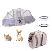 ペット用キャリーバッグ 折りたたみキャリー 折りたたみ可 ペット用品 犬 猫 イヌ ネコ ペットグッズ メッシュ 広がる 持ち手付き リュックタイプ 長さ調節可 通気性 中が見える お出かけ お散歩 病院 車移動 ペットハウス ポケット付き カジュアル シンプル スタイリッシュ 持ち運び コンパクト