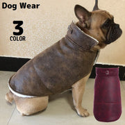 ドッグウェア 犬服 ノースリーブジャケット レザー調 厚手 裏ボア 裏起毛 ペット 小型犬 中型犬 大型犬 猫 洋服 防寒 秋冬 バイカー風 かっこいい