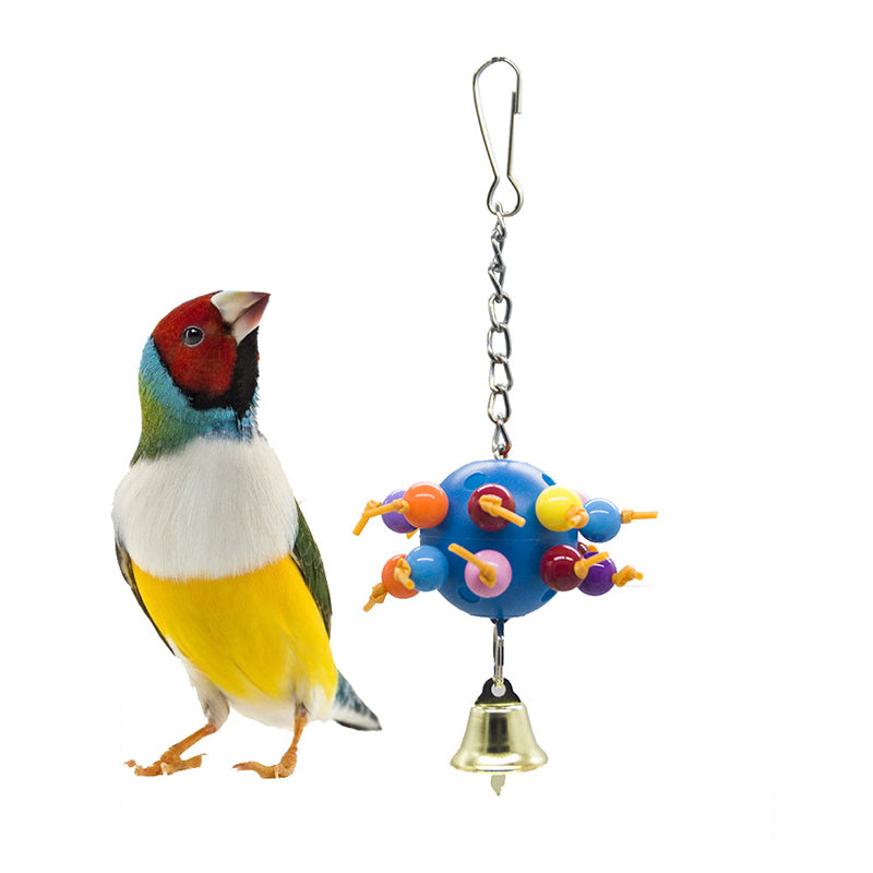 ペット用品 鳥用 おもちゃ 玩具 噛む玩具 咀嚼 インコ 鳥 オウム ケージアクセサリー 吊り下げタイプ 鈴 ベル 紐 ひも チェーン ボール 球 カラフル ストレス解消