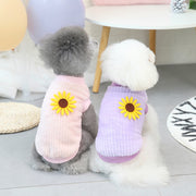 ペットウェア ベスト フリース 犬服 猫服 洋服 ドッグウェア キャットウェア 袖なし プルオーバー 暖かい あったか シンプル ロゴ ヒマワリ カジュアル 可愛い お散歩 お出かけ 普段使い 秋冬 ペット服 犬の服 猫の服