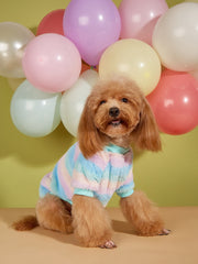 ペットウェア セーター フリース ペット服 犬の服 猫の服 犬 猫 イヌ ネコ ドッグウェア キャットウェア 袖あり プルオーバー もこもこ あったか 暖かい カラフル 虹色 カジュアル お洒落 可愛い ポップ キュート お散歩 お出かけ 普段使い