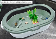 亀用飼育ケース 飼育ケージ 亀用 カメ用ペット用品 爬虫類 両生類 水槽 フェンス タートルタンク 分離式 脱出防止 水切り 穴あり 分解可能 観察 ミドリガメ クサガメ お洒落