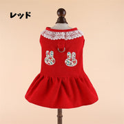 ペット用ワンピース Dカン ペットウェア 犬服 猫服 犬 猫 イヌ ネコ ドッグウェア 袖なし 前開き フリル コーデュロイ ノースリーブ ウサギ 花柄 秋 冬 春 可愛い かわいいお洒落 お散歩 お出かけ 記念写真 ギフト プレゼント