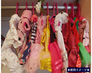 ペット服用ハンガー 10本セット イヌ ネコ ペットグッズ ペット用品 雑貨 小さめ 大きめ 肉球 返し付き 犬服用 猫服用 収納 整理 洋服掛け 便利グッズ ペット用品 ペットウェア用 シンプル いぬグッズ 単色 ブラック イエロー ピンク ブルー 10個セット