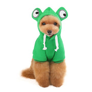 ドッグウェア パーカー フーディー フェイス付き 犬服 猫服 ペット用品 小型犬 裏起毛 あったか プルオーバー 被り物 カエル コスプレ フード付き おしゃれ かわいい カジュアル デイリー 仮装 変身 コスチューム ハロウィン お散歩 お出かけ イヌ いぬ ネコ ねこ キャットウェア