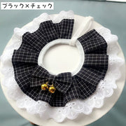ペット用スタイ よがれかけ ビブ ペット用品 犬用 猫用 小型犬 付け襟 首飾り 可愛い チェック レース フリル リボン 鈴 フェイクパール おしゃれ ガーリー ペットグッズ いぬ イヌ ねこ ネコ