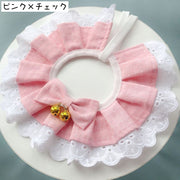 ペット用スタイ よがれかけ ビブ ペット用品 犬用 猫用 小型犬 付け襟 首飾り 可愛い チェック レース フリル リボン 鈴 フェイクパール おしゃれ ガーリー ペットグッズ いぬ イヌ ねこ ネコ