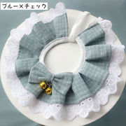 ペット用スタイ よがれかけ ビブ ペット用品 犬用 猫用 小型犬 付け襟 首飾り 可愛い チェック レース フリル リボン 鈴 フェイクパール おしゃれ ガーリー ペットグッズ いぬ イヌ ねこ ネコ