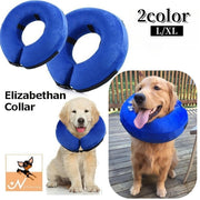 エリザベスカラー 浮き輪タイプ 中型犬 大型犬 ペット用品 柔らかい ソフト 軽量 布製 傷舐め 引っ掻き防止 傷口保護 噛み 引っかき 手術後のケア 怪我 ケガ 介護 視界確保 術後ウェア クッション 首枕 まくら エリカラ ドーナツ型 起毛 プロテクター マジック テープ サイズ調節可能 空気入れ 無地 シンプル いぬ イヌ ドッグ L XL