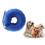 エリザベスカラー 浮き輪タイプ 中型犬 大型犬 ペット用品 柔らかい ソフト 軽量 布製 傷舐め 引っ掻き防止 傷口保護 噛み 引っかき 手術後のケア 怪我 ケガ 介護 視界確保 術後ウェア クッション 首枕 まくら エリカラ ドーナツ型 起毛 プロテクター マジック テープ サイズ調節可能 空気入れ 無地 シンプル いぬ イヌ ドッグ L XL