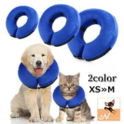 エリザベスカラー XS S M 浮き輪タイプ 小型犬 中型犬 猫 ペット用品 柔らかい ソフト 軽量 布製 傷舐め 引っ掻き防止 傷口保護 噛み 引っかき 手術後のケア 怪我 ケガ 介護 視界確保 術後ウェア クッション 首枕 まくら エリカラ ドーナツ型 フリース プロテクター マジック テープ サイズ調節可能 空気入れ 無地 シンプル いぬ イヌ ドッグ ねこ ネコ キャット