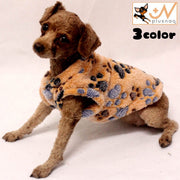 ペットウエア パジャマ フリース ドッグウエア 犬の服 袖なし 小型犬 ドッグ 犬用品 ペット用品 足あと柄 かわいい 防寒対策
