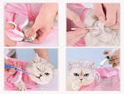 猫用グルーミングバッグ シャワーネット お風呂ネット 入浴バッグ メッシュ 爪切り 注射 耳掃除 投薬時 シャンプー お手入れ ペットグッズ ペット用品 グルーミング 便利グッズ おくるみネット シャワーバッグ ひっかき防止 噛みつき防止 ファスナー サイズ調節可 動物病院 ツートンカラー ピンク 白 緑