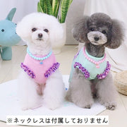 ドッグウェア ドッグウエア ノースリーブ 犬服 犬用 ペットウェア ベスト 夏 春 秋 Tシャツ生地 カットソー 洋服 小型犬 中型犬 ノースリーブ フリル 可愛い おしゃれ チェック 散歩 ピンク グリーン イエロー オレンジ