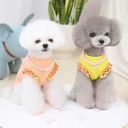 ドッグウェア ドッグウエア ノースリーブ 犬服 犬用 ペットウェア ベスト 夏 春 秋 Tシャツ生地 カットソー 洋服 小型犬 中型犬 ノースリーブ フリル 可愛い おしゃれ チェック 散歩 ピンク グリーン イエロー オレンジ
