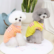 ドッグウェア ドッグウエア ノースリーブ 犬服 犬用 ペットウェア ベスト 夏 春 秋 Tシャツ生地 カットソー 洋服 小型犬 中型犬 ノースリーブ フリル 可愛い おしゃれ チェック 散歩 ピンク グリーン イエロー オレンジ