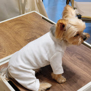 犬用ツナギ 犬用カバーオール 犬用カットソー 犬服 ドッグウェア ペットウェア 小型犬 中型犬 イヌ 猫 ネコ ペット服 ペットグッズ ペット用品 長袖 長ズボン プルオーバー 無地 ブラウン ブルー ホワイト シンプル カジュアル 可愛い キュート おしゃれ 秋 冬