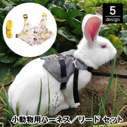 小動物用ハーネス リード 2点セット ベスト ペットウェア ペット用品 小型ペット うさぎ モルモット 子猫 チェック パイナップル イチゴ 星 フラワー かっこいい