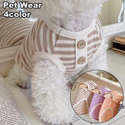 ペットウェア カットソー 犬服 猫服 洋服 ドッグウェア キャットウェア 犬用 猫用 ボーダー リブ ボタン 散歩 お出かけ ペット服