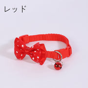 ペット用首輪 猫 小型犬 ネコ イヌ ペット用品 バックル式 水玉 リボン 鈴付き Dカン 調整可能 軽量 かわいい おしゃれ いぬ ねこ