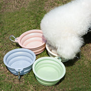ペット用携帯食器 フードボウル ウォーターボウル ペット用品 犬用 猫用 イヌ ネコ 折りたたみ式 持ち運び コンパクト カラビナ付き ハート お散歩 お出かけ
