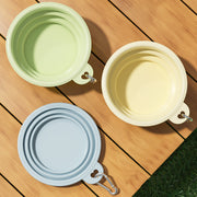 ペット用携帯食器 フードボウル ウォーターボウル ペット用品 犬用 猫用 イヌ ネコ 折りたたみ式 持ち運び コンパクト カラビナ付き ハート お散歩 お出かけ