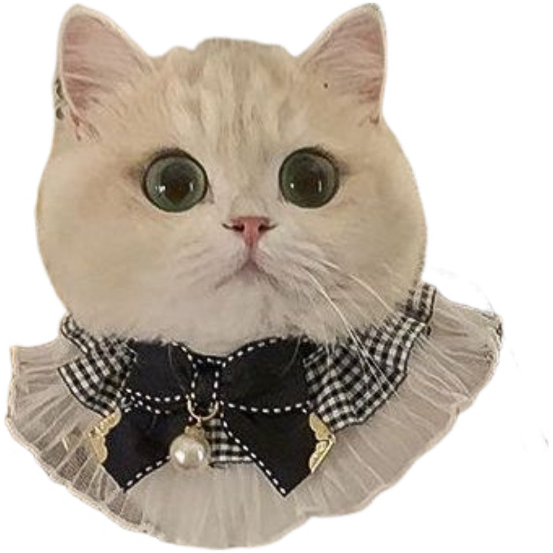 ペット用スタイ 犬用 猫用 よだれかけ チョーカー アクセサリー ブラック×ゴールド バリエーション画像