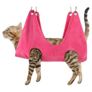 グルーミングハンモック 吊り下げ ペット用品 犬用 猫用 フック付き 暴れ防止 自宅ケア シャンプー 爪切り 歯磨き 耳掃除 お手入れ トリミング用品 ペット美容 簡単 多用途 シンプル 便利 青 グレー ローズ