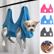 グルーミングハンモック 吊り下げ ペット用品 犬用 猫用 フック付き 暴れ防止 自宅ケア シャンプー 爪切り 歯磨き 耳掃除 お手入れ トリミング用品 ペット美容 簡単 多用途 シンプル 便利 青 グレー ローズ