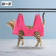 グルーミングハンモック 吊り下げ ペット用品 犬用 猫用 フック付き 暴れ防止 自宅ケア シャンプー 爪切り 歯磨き 耳掃除 お手入れ トリミング用品 ペット美容 簡単 多用途 シンプル 便利 青 グレー ローズ