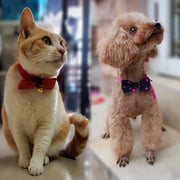 ペット用蝶ネクタイ チョーカー 犬用 猫用 小型犬 アクセサリー 首飾り リボン 鈴 紐 ひも ヒモ おしゃれ かわいい ジラフ アニマル柄 ドット 水玉 スター 星 いぬ イヌ ねこ ネコ ドッグ キャット ペット用品