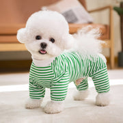 ドッグウェア ペットウェア パジャマ カバーオール つなぎ 犬の服 犬服 洋服 ペット用品 ハイネック ボーダー柄 袖付き 袖あり おしゃれ かわいい いぬ