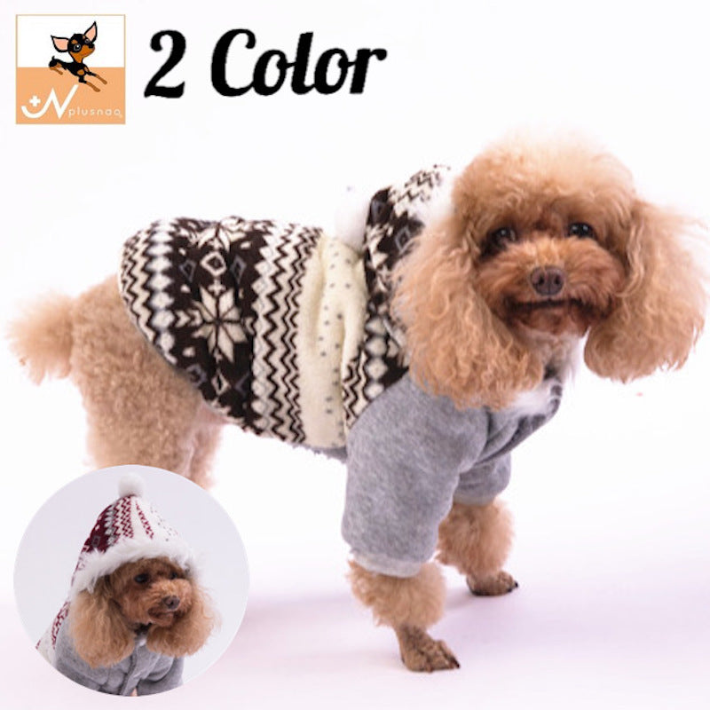ペットウェア パーカー ジャケット 犬服 猫服 裏ボア フード付き 前開き 雪の結晶 犬用ウェア ドッグウェア 防寒 可愛い おしゃれ お散歩 記念写真 ギフト プレゼント ワンちゃん ネコちゃん イヌ ネコ キャット ドッグ