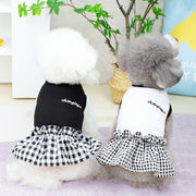 ペットウェア ワンピース ドッキングワンピース 犬服 猫服 洋服 ドッグウェア キャットウェア プルオーバー フリル 袖なし ギンガムチェック チェック柄 ロゴ カジュアル お洒落 可愛い ペット用品