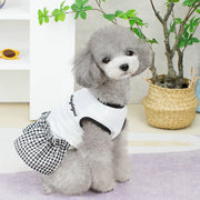 ペットウェア ワンピース ドッキングワンピース 犬服 猫服 洋服 ドッグウェア キャットウェア プルオーバー フリル 袖なし ギンガムチェック チェック柄 ロゴ カジュアル お洒落 可愛い ペット用品