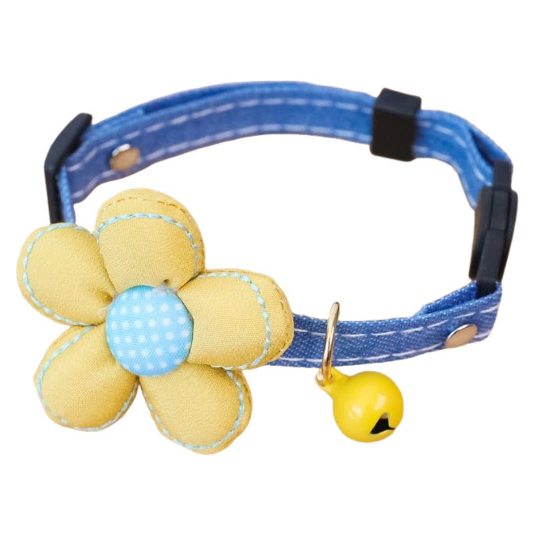 猫用首輪 チョーカー ネコ ねこ ペット用品 ペットグッズ セーフティーバックル 鈴付き 花 フラワー ドット 長さ調節可能 かわいい おしゃれ キャット