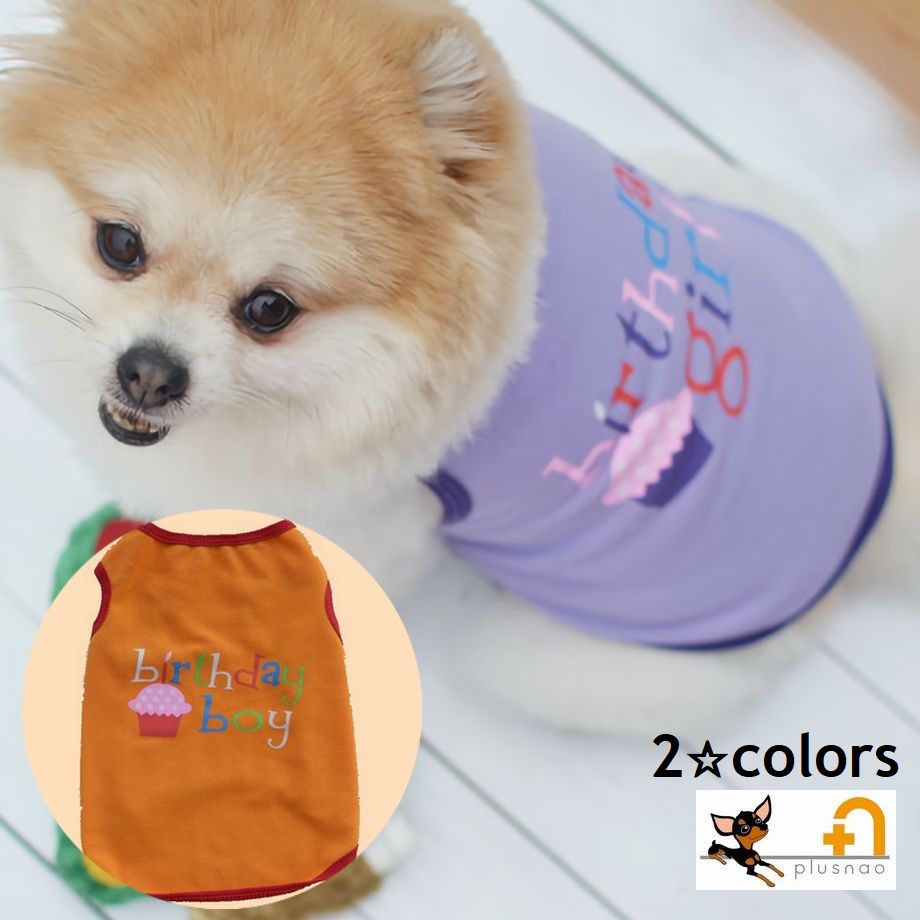 ペット用 犬 ドッグウェア 犬用 洋服 袖なし プルオーバー ノースリーブ 英字 英語 誕生日 バースデイ birthday 男の子 女の子 boy gril タンクトップ 犬用ウェア