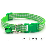 首輪 ペット用 犬 小型犬 猫 イヌ ネコ ペット 子犬 ペット用品 ペットグッズ チェック柄 鈴付き ワンタッチバックル 足跡 可愛い お洒落 キュート 調節可能 お散歩 カラバリ豊富
