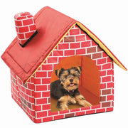 ペットハウス ペットベッド 家型 レンガハウス 煙突付き 犬用 小型犬 犬用品 犬グッズ かわいい