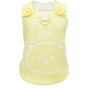 ドッグウェア ペットウェア キャミソール 犬服 猫服 小型犬 Dカン付き ノースリーブ 袖なし ボタン くま クマ 熊 ワッフル生地 カジュアル おしゃれ 可愛い