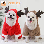 ドッグウェア コスチューム カバーオール 袖あり ペットウェア 犬用服 犬用品 小型犬 中型犬 フード付き コスプレ トナカイ ボア もこもこ かわいい 防寒対策