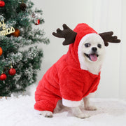 ドッグウェア コスチューム カバーオール 袖あり ペットウェア 犬用服 犬用品 小型犬 中型犬 フード付き コスプレ トナカイ ボア もこもこ かわいい 防寒対策