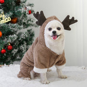 ドッグウェア コスチューム カバーオール 袖あり ペットウェア 犬用服 犬用品 小型犬 中型犬 フード付き コスプレ トナカイ ボア もこもこ かわいい 防寒対策